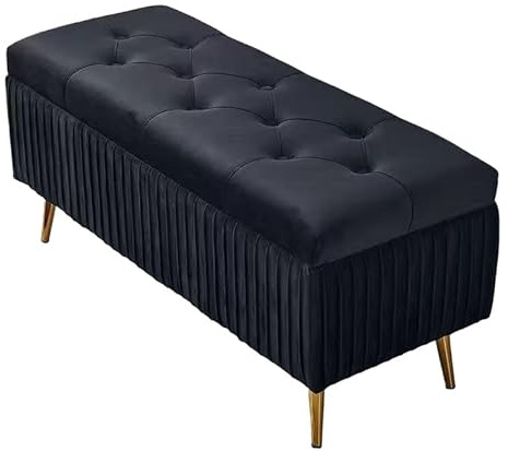 WKHPHMBEQ Otomana con Espacio de almacenaje y Asiento Acolchado, Banco al pie de la Cama, baúl for Zapatos y Mantas en la Entrada, reposapiés for Dormitorio, soporta hasta 130 kg(Black,80X40X45cm)