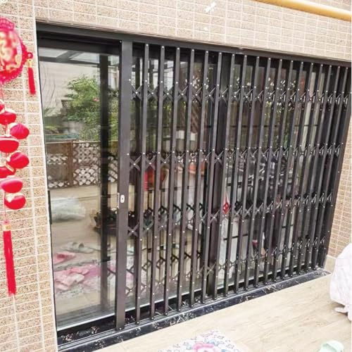 Fenstergitter Einbruchschutz Extra Große Sicherheitsgitter für Tür Und Fenster, Schiebefenster-Sicherheitsgitter mit Schloss, Ausziehbar, Grauer Diebstahlschutzzaun mit Gitter(W60xH110cm/24x44in)
