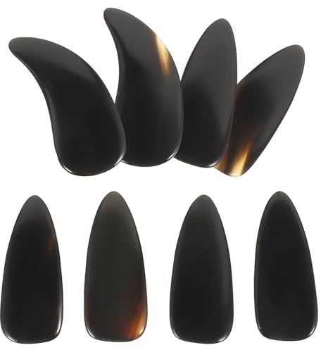 Hoement Guzheng mit Pipa Nägel Pflücken Nagelabdeckungen aus Natürlichem Rinderhorn 8 Stück Kompakt und Bequem für Erwachsene für Professionelle Aufführungen