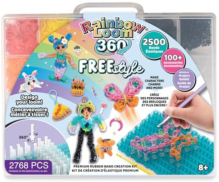 Rainbow Loom 360 Freestyle Kit | Rubber Band Bracelet Kit with Loom Band Board, Loom Band Tool, and Elastic Bands | Rainbow Loom Childrens Jewellery Making Kits Make Great Gifts For Kids Age 8+