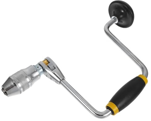 Alipis Taladro Manual de Manivela Multifuncional de 12 Pulgadas con 4 Garras, Herramienta Perforadora de Acero para Carpintería y Metal, Punzón Portátil para Trabajos en Madera y Paredes