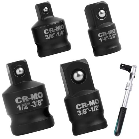 Adaptador de vaso de impacto de 4 piezas,para Llave de Carraca, Reductor de Enchufe Compatible con Herramientas Makita, Milwaukee, Bosch - Construcción Robusta y Duradera