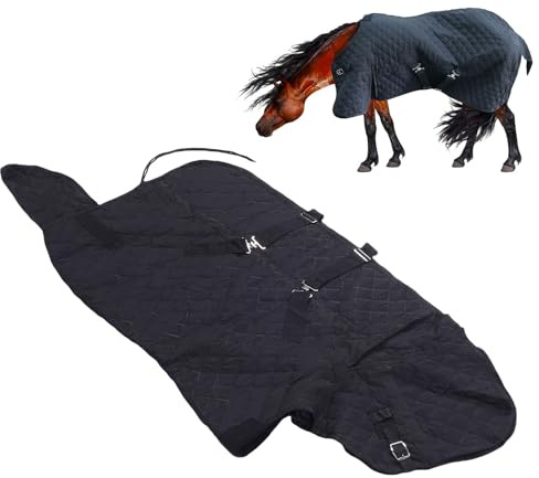 SENECESLI Couverture d'hiver pour Chevaux Imperméable, Couverture de Soin pour Chevaux Réglable et Respirante pour Toutes Les Saisons, Noire