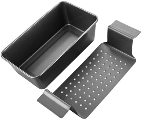 TOVINANNA Non-Stick Carbon Steel Loaf Pan with Insert Rack, Medium Black Bread Toast Mold for Home Baking, Reusable Kitchen Baking Tool for Bread and Meatloaf