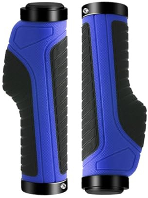 QOXEZY Manopole ergonomiche per manubrio della bicicletta, antiscivolo, per mountain bike e strada da 22,2 mm, chiusura in lega di alluminio, impermeabile, 1 paio