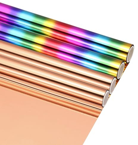 sourcing map Lot de 2 rouleaux de feuille de transfert laser métallisée étincelante pour estampage à chaud, utilisation avec stylos à chaud pour loisirs créatifs, fabrication de cartes, cuivre