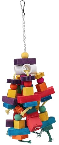 Tnfeeon Blocs Multicolores pour Oiseaux, activité de Mastication et de Recherche de Nourriture pour Cacatoès, Aras, Perroquets, Jouet à Mâcher, Accessoires de Cage, Grand Jouet pour Oiseaux Large