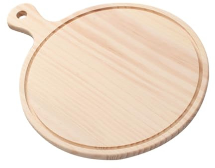 Angoily Plateau à Pizza Rond en Bois Naturel 25 Cm – Plateau de Service Alimentaire Lisse Polyvalent pour Dessert et Repas – Beige Pratique pour Maison et Pâtisserie
