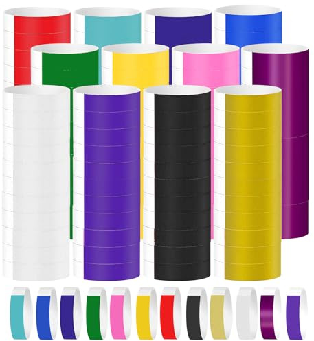 1200 Stück Einlassbänder, Festival Einlassbändchen, Wasserdicht Neon Armbänder, Bändchen Papier für Events, Bunt Handgelenk Party Bänder für Party Musikfestival Konzert Wettbewerb (12 Farben)