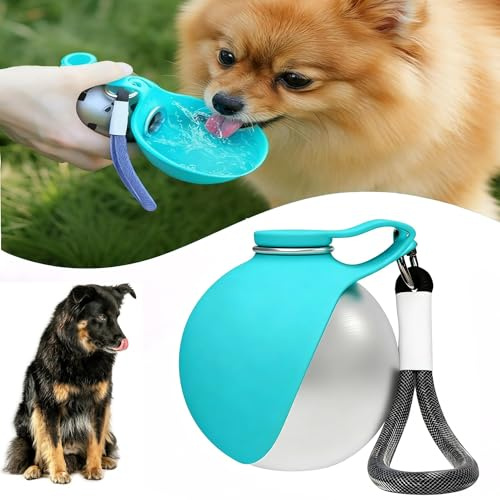 Borraccia per Cane Portatile,Distributore d'Acqua con Ciotola Pieghevole in Silicone, Anti-Goccia, Ideale per Passeggiate, Viaggi e Escursioni per Cani e Gatti,285 ml (blu-B)
