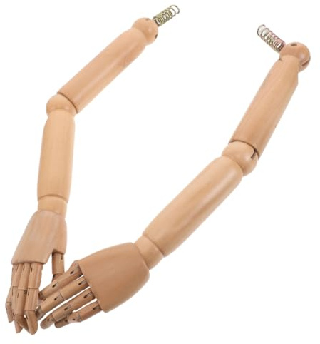 COOLHIYA Modello di Braccio Articolato Mobile in Legno Naturale, Paio di Braccia di Manichino Snodate con Giunti Flessibili, Accessori per Esposizione Artistica e Gioco di Ruolo