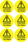Pack of 6 Caution Hot Water Self Adhesive Vinyl Stickers for Health and Safety Ideal for Businesses Each 65mm by 65mm