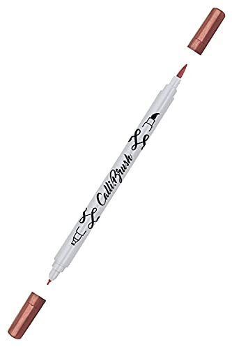 ONLINE Calli.Brush Pen mit Double-Tip, Pinsel- und Kalligraphie-Spitze, Handlettering Brush-Pens in verschiedenen Farben, bunte Bullet-Journal Stifte, Kalligrafie-Stifte, Farbe: Metallic Red