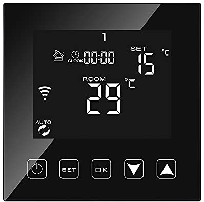 KETOTEK Smart Thermostat WiFi Black for Boiler 3A 220V with Dry Contact, Programmable Boiler Thermostat Controller Compatible with Alexa, Tuya/Smart Life App Control
