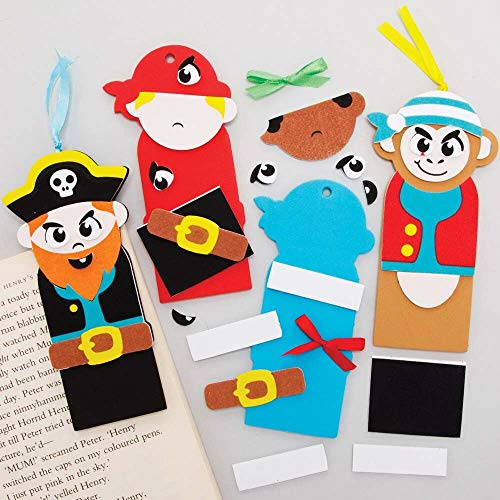 Baker Ross FE317 Lesezeichen-Set, Piratenmotiv, 6 Stück, basteln Sie Ihr eigenes Lesezeichen für kreative Kunst- und Bastelprojekte und Lesen lernen