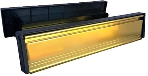 Haven Heritage ® 12 300mm Letterbox with Letterbox Draft excluder Internal Designed for Wooden Doors. (Gold)