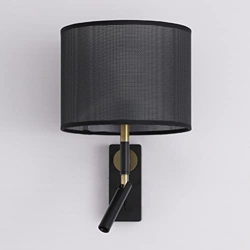 OJT Applique camera da letto moderna con interruttore, 2 applique a fiamma Lampada da comodino Lampada da lettura a luce calda a LED, paralume in rete di ferro, applique da interno E27 per soggiorno
