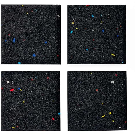 Nicoman Lot de 4 Tapis de Sol Robustes et résistants pour Tapis de Course, Haute densité, antidérapant, Absorbant Les Chocs, 15 mm, 10 x 10 cm, Noir Galaxie