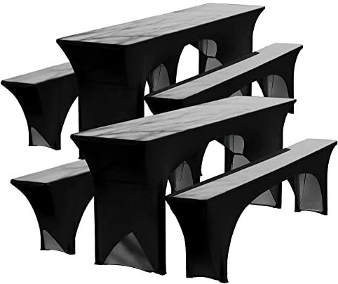 infactory Biertisch Hussen Set: 6-teiliges Stretch-Hussen-Set für Biertischgarnitur, anthrazit (Möbelbezug waschbar, Bankhussen Biertische, Stuhl)