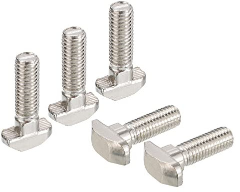 sourcing map M8x25mm T Slot Drop-in Bolt, 20pcs Hammer Head T-Bolt T Shape Stud Sliding Screw for European Standard 40 Series Aluminum Profile