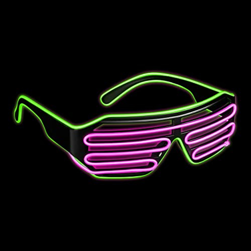 Balinco LED Brille mit 3 Blitzmodi - perfekt geeignet als Techno DJ | Festival | Halloween | Karneval | Fasching als Ergänzung zum Outfit bzw. Kostüm