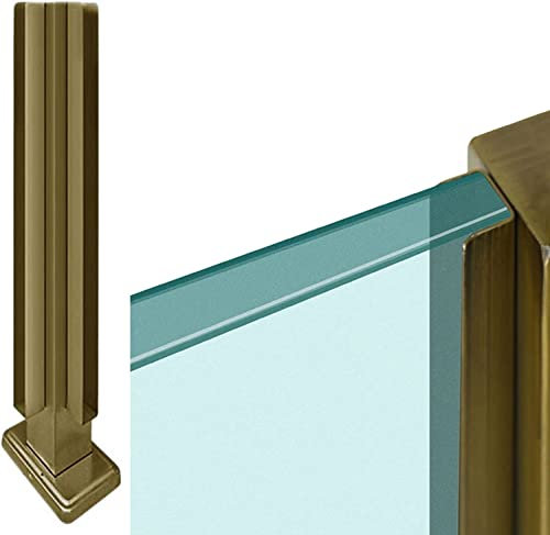 Garden Deck Stairway Fencing Clamp Posts Balcony Glass Balustrade Railing Post Clamp for 10mm - 12mm Thick Panel, Garden Deck Banister Fence Post, Bronze Color Stainless Steel ( Color : Corner Post ,