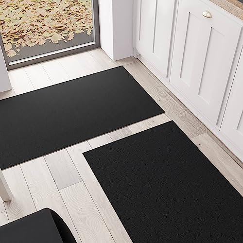 PETTI Artigiani Italiani - Tappeto Cucina, Passatoia Cucina, Tappeto Cucina Lavabile Antiscivolo, Tappeto Runner Cucina, Tappeto Tinta Unita 52x240 cm Nero, 100% Made in Italy