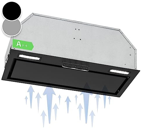 Klarstein Hotte Aspirante 70cm, Hottes de Cuisine, Filtre de Hotte à Graisse en Aluminium, Débit d'Air Puissant de 508 m³/h et Silencieux, Eclairage LED, Hottes Aspirantes Dégraissante, Touch