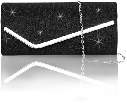 Women Clutch Glitter Envelope Clutch Bag Elegant Clutch Bags Elegant Shiny Sequins Evening Bags with Detachable Chain for Women Bridal Prom Party Cocktail Banquet Wedding Evening Clutch Handbag