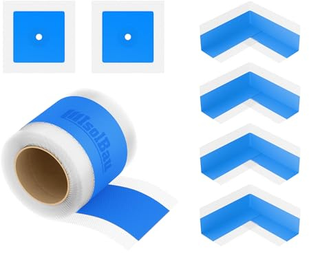Isolbau 103B Bandset - Dicht-Set für den Innen und außen bereich inkl. 10 m Dichtband, 4x Innenecken & 2x Wandmanschetten, Abdichtung Dusche Bad Küche Wand Wasserdicht