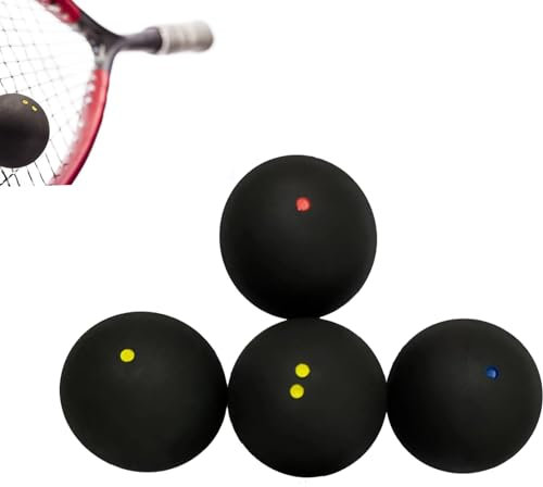 Vokowin Confezione da 4 palline da squash miste, palline da squash da allenamento, palla da squash ad alto rimbalzo (quattro diverse misure) (K335-4)