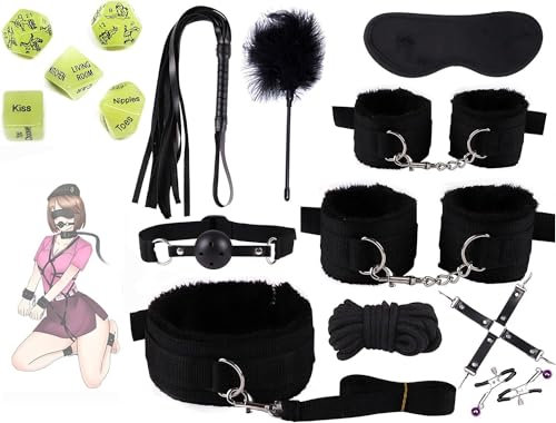 WreGmgg 𝙎𝙚 ̣ 𝙭𝙏 Σ 𝙮𝙨 Set Multifunzionale Da 10 Pezzi in Nylon Nero Con 5 Dadi Luminosi, Una Versatile Necessità Domestica