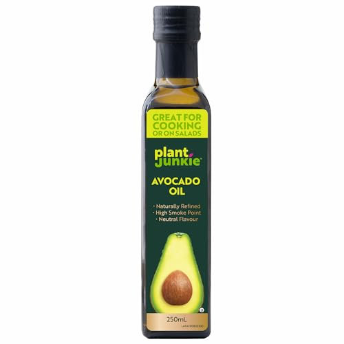 Plant Junkie Naturally Refined Avocado Oil - Neutral Flavour Cooking Oil - Perfect for Keto and Paleo Cooking, Baking and Salad Dressing - 250ml