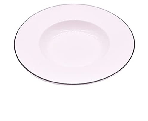 Platos llanos Cuenco de cerámica for Pasta, cuenco redondo for sopa, platos domésticos, restaurante, cafetería, plato de ensalada, plato hondo de postre de Color sólido Simple Platos llanos ( Size : 0