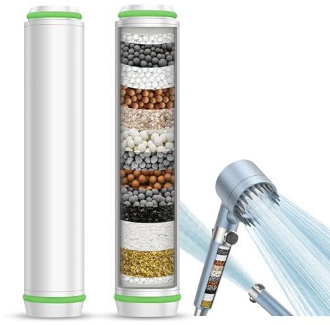 Digiroot Duschfilter 2er-Pack – kompatibel mit B0CX94PPVQ & B0D9VR54ST | 15-Lagiger Shower Filter Gegen Kalk, Chlor & Metalle. für Hartes Wasser. Schnell Wechseln, Schützt Duschkopf