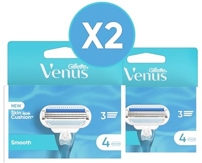 Gillette Venus Lamette Rasoi Donna Smooth Per Rasoio A 3 Lame, Confezione Da 8