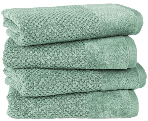 Pure Label Handtuch 50x100cm 4er-Pack aus 100% Baumwolle - Salbeigrün | Waschbar bis 60°C, trocknergeeignet - weich & saugstark