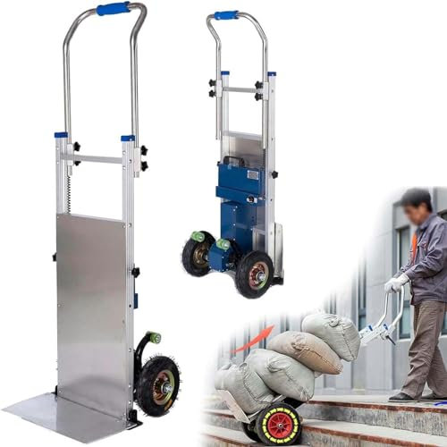 Carrello Saliscale Elettrico Montascale Elettrico Manico Telescopico Elettrico Batteria Estraibile Capacità di Carico 200 Kg Scalatore Elettrico su e giù