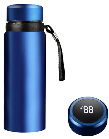 Botellas de agua inteligentes de 40 onzas con pantalla digital de temperatura, infusor de café, té, taza térmica LED, doble pared, aislada al vacío, termo de acero inoxidable, a prueba de fugas, taza