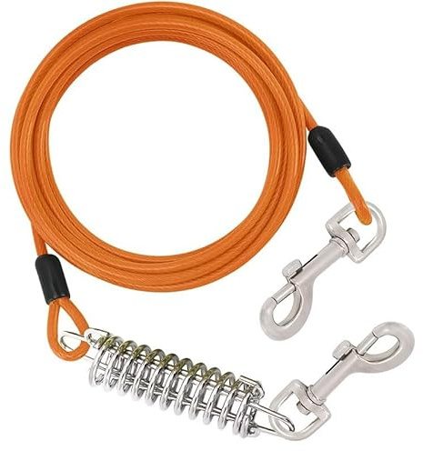 Tie-Out Leinen für Hunde, Hofleine Für Hunde mit Stoßdämpfender, 3/8/10m Hundeleine für den Hof, Hofleine Leinen für Hunde, Orange (0.7m/2.3 Ft)