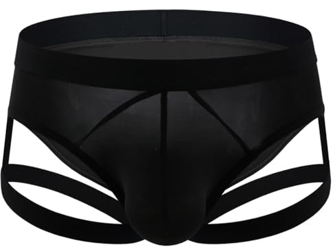 VemeFufu Tanga para Hombre Suspensorio Ropa Interior Seda de Hielo Slips Transpirable Jockstrap Deportivo Thong Elásticos Masculino 1 Pack Negro
