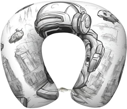 Monochrome Sketch Style Gaming Print Soft Travel Neck Pillow U-Shaped Memory Foam Pillow Gifts Airplane Car Home Office