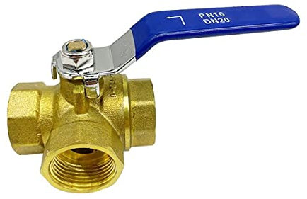 Messing 3-Wege-Ballventilsteuerventile, 1/4 3/8 1/2 3/4 1 TAP L-Shaped Messing Ball Ventil weiblicher Gewindeanschluss für Wasser, Öl und Dampf mit Nicht rutschfestem