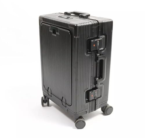 TCTNT Valise en aluminium avec compartiment pour ordinateur portable 20 + porte-gobelet – Noir