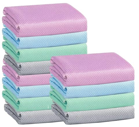 WZHHDM Fish Scale Microfiber Polishing Cleaning Cloth, 12pcs Fish Scale Cloth, Microfiber Glass Cleaning Cloths Premium Wipes Lint Free Window Cleaning Cloth for Kitchen