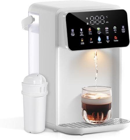 Hoapin Distributeur d'eau chaude 2000W, Chauffage Rapide, 7 Réglages de Température, 8 Réglages de Volume, Écran Tactile, 3L pour cuisine bureau