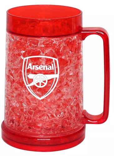 Arsenal FC Freezer Mug Tankard Plastic Pint Glass16 Fluid Ounces Red Modern Insulated Reusable Frozen Drink