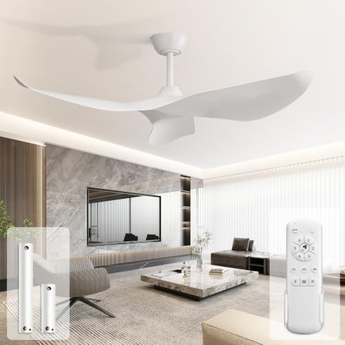Sofucor Deckenventilator mit Fernbedienung, 132cm Deckenventilator für Schlafzimmer, 3 Flügeln, 6 Geschwindigkeiten, Timer, DC Motor, Sommer-Winterbetrieb, Leise Deckenventilator für Wohnzimmer