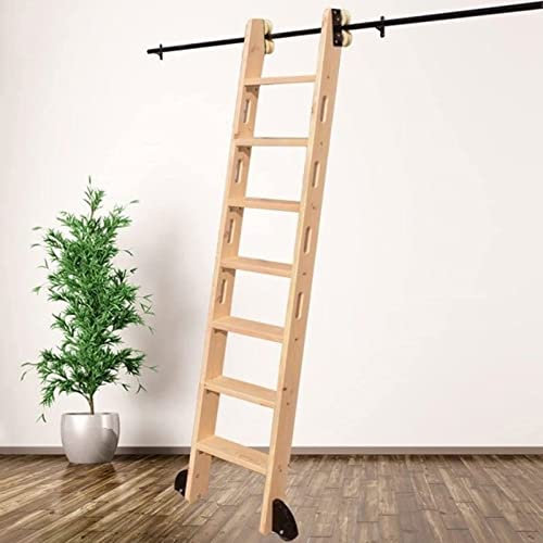 Kit di ferramenta per Scala Scorrevole per Biblioteca da 3,3 a 20 Piedi, Binario per Scala Mobile a Tubo Tondo, Kit Completo per Scala a rotelle per Ufficio e casa, con Ruote a Pavimento - N