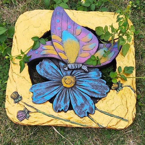 SBJKLYRN Pietra calpestabile da Giardino， Pietre Decorative for sentieri da Giardino con Stampe di Piccoli Animali, for Esterni, for Prati, patii e sentieri.(Butterfly)